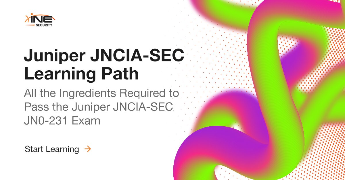 ine's tweet image. 🔒 Want to certify your network security expertise?
INE’s Advanced Penetration Testing path prepares you for the Juniper JNCIA-SEC exam — real-world labs + Junos OS SRX security concepts.
👉 bit.ly/43yCWis

#JNCIASEC #Juniper #NetworkSec #CyberSecCert #INE