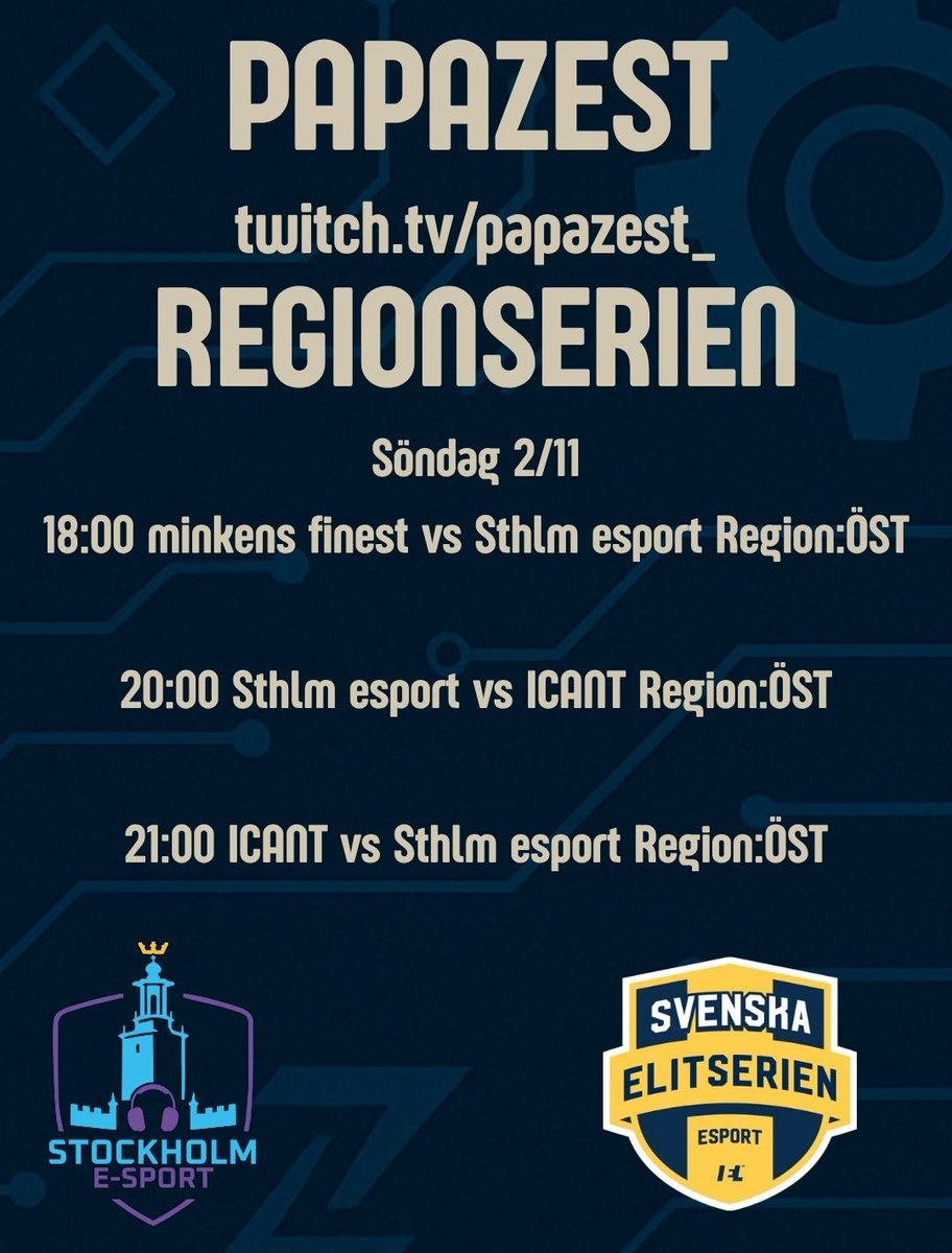 papazest_'s tweet image. Regionserien ikväll med 3 matcher med @stockholmesport på @Esplaycom 
twitch.tv/papazest_ 
@minkensfinest