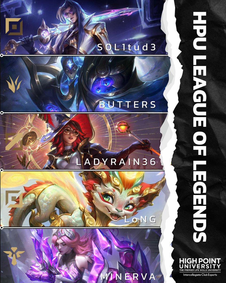 MEET THE TEAM: HPU LEAGUE OF LEGENDS PURPLE
S0l1tud3
Butters
LadyRain36
LoNG
Minerva
#hpuesports #panthersesports