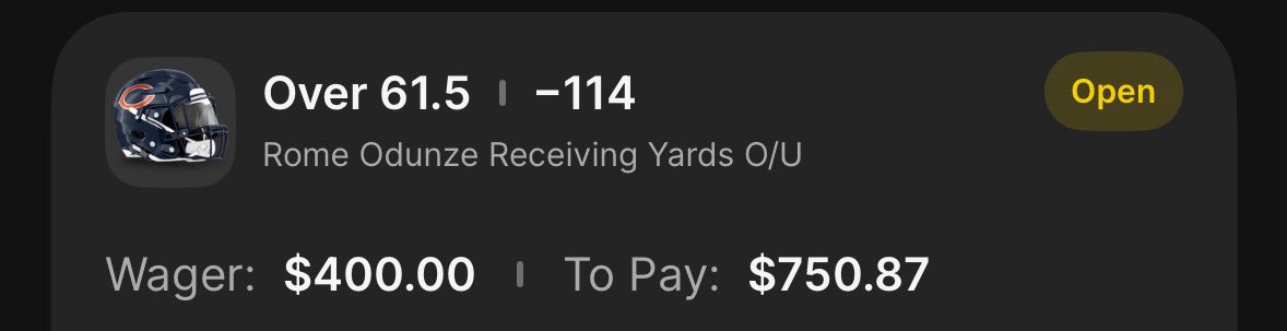 🚨KIRK’S 11/2 POTD🚨

Rome Odunze o61.5 Receiving yards -114 (4u)

POTD: 13-11

#potd #nfl