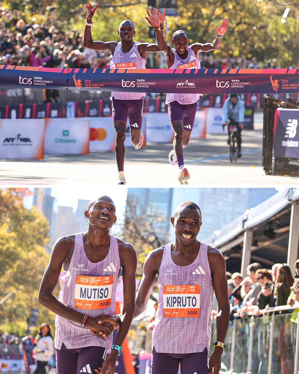 PHOTO FINISH IN THE 2025 NEW YORK MARATHON 📸😳

Benson Kipruto JUST beat out fellow Kenyan Alexander Mutiso Munyao by 0.16 of a second to win the men's portion of the race 😱