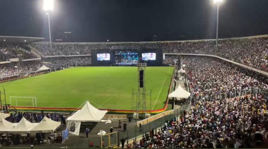 This is the Accra Sports stadium. I love how they were not allowed not to touch the pitch.