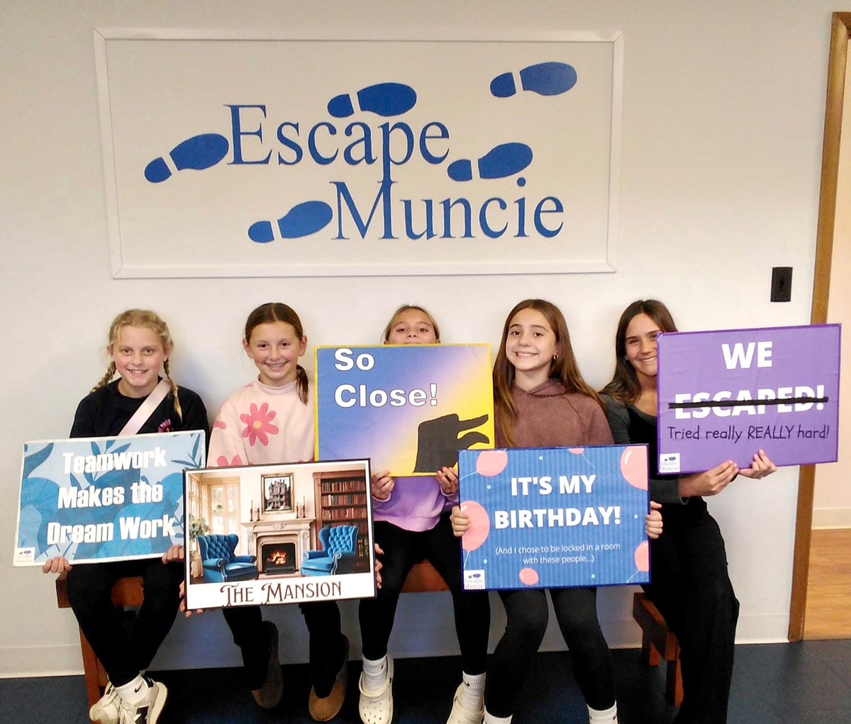 EscapeMuncie's tweet photo. They stayed too long admiring The Mansion's charm. Not everyone finishes the tour! Happy birthday and thanks for playing at Escape Muncie! https://t.co/3DYOlUM9cN