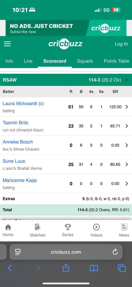 🏏 Women’s World Cup Final 2025 LIVE 🏆
South Africa are 114/3 in 20.2 overs! 💥

Brilliant comeback by the Indian Tigresses! 🇮🇳🔥
Keep the momentum going — the Cup is ours! 🏆

#INDvSA #WomensWorldCupFinal #TeamIndia