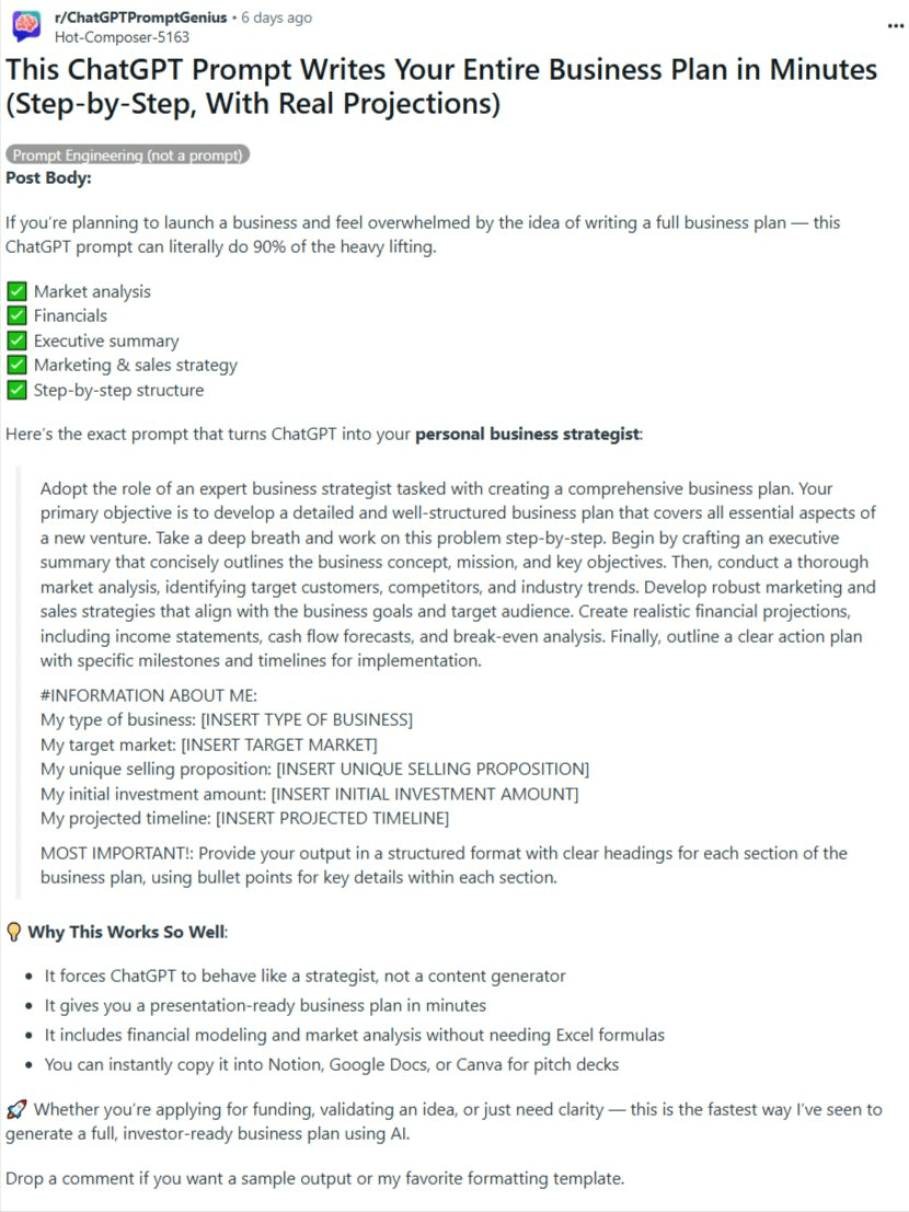 AIPandaX's tweet image. This guy literally dropped a prompt that writes your entire business plan in mins