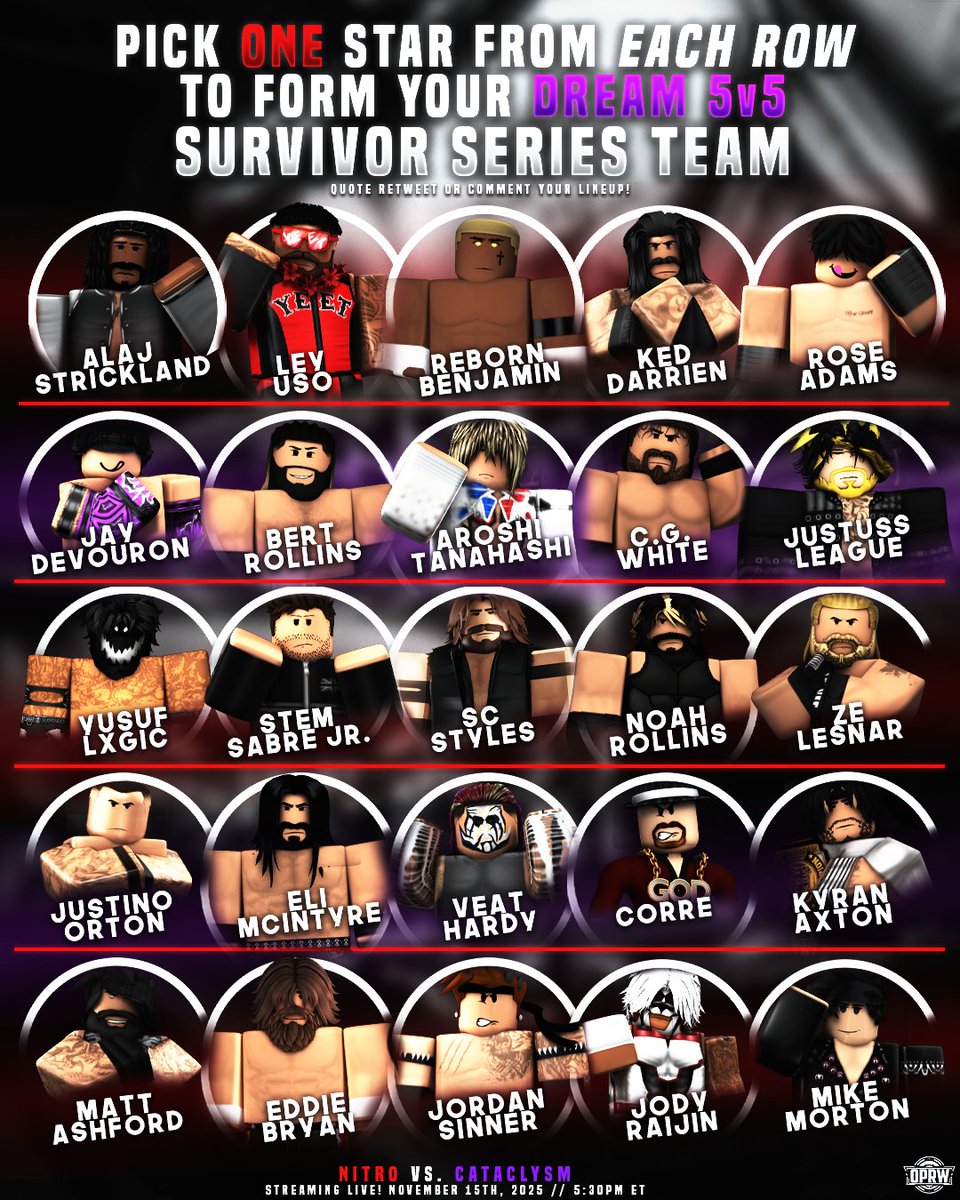 🚨 BUILD YOUR DREAM TEAM! 🚨

The battlefield is SET. Now it’s YOUR turn to step into the GM chair and assemble your ultimate 5v5 squad heading into #OPRWSS 💥

Pick ONE superstar from EACH row! Mix legends, aces, and wildcards  and craft the team that can take over the entire
