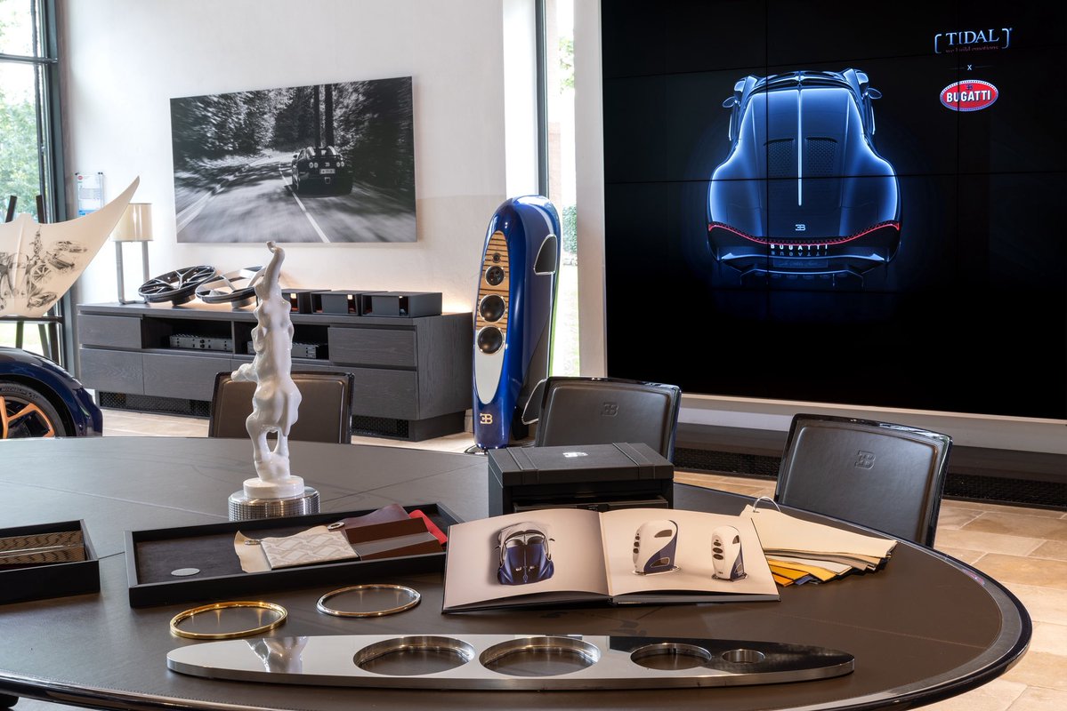 Bugatti's tweet image. From hypercars to high fidelity. The BUGATTI Royale speakers by TIDAL bring Molsheim&apos;s pursuit of perfection to sound. Crafted to individual specifications. Tailored to the listener.​

#BUGATTI #TIDAL​
–​
bugatti.link/consumption