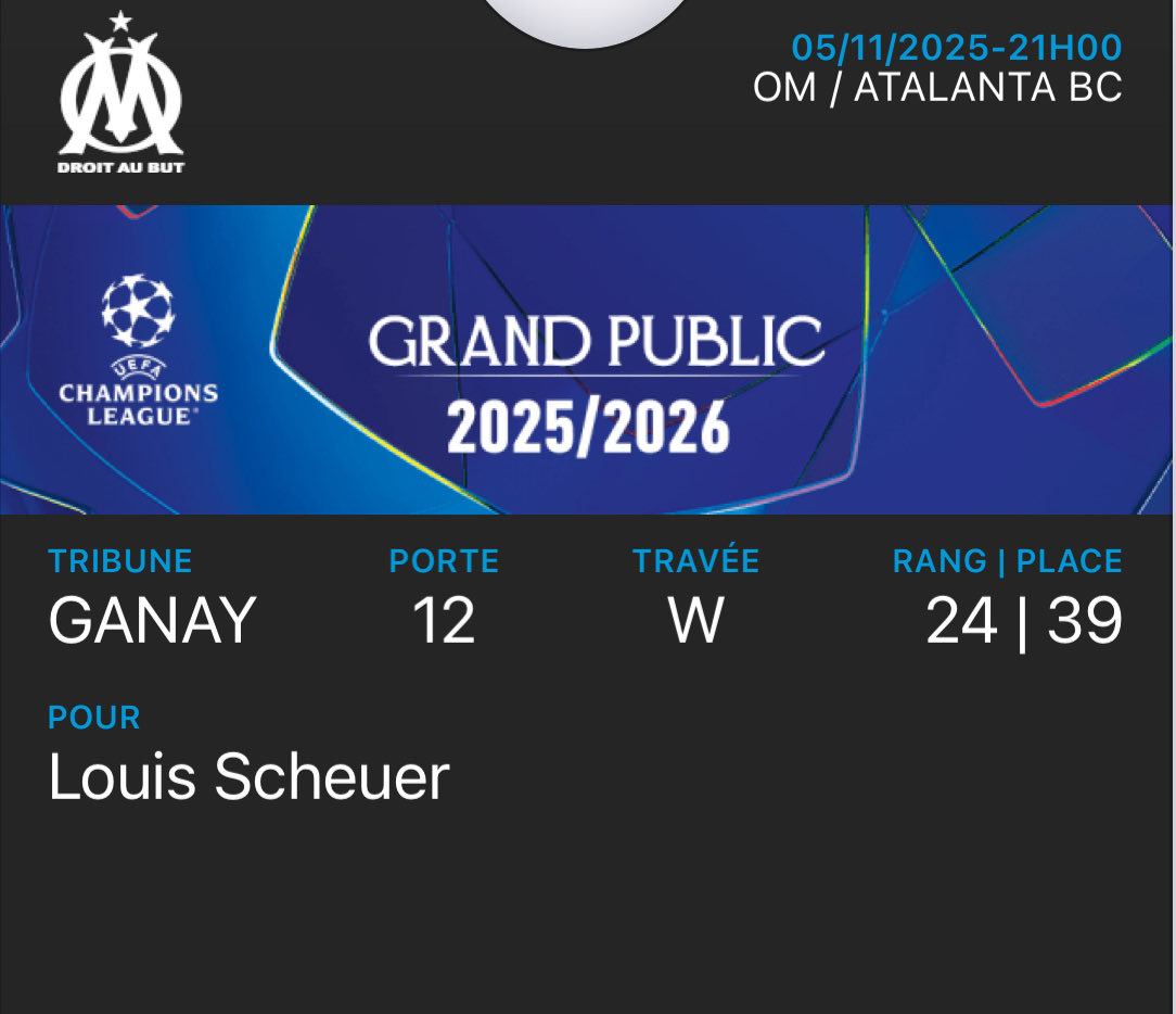 fc_loulou's tweet photo. 1 place à vendre Marseille atalanta ( je suis malade ) #OM #atalanta #ldc #velodrome https://t.co/TyiM28kuBL