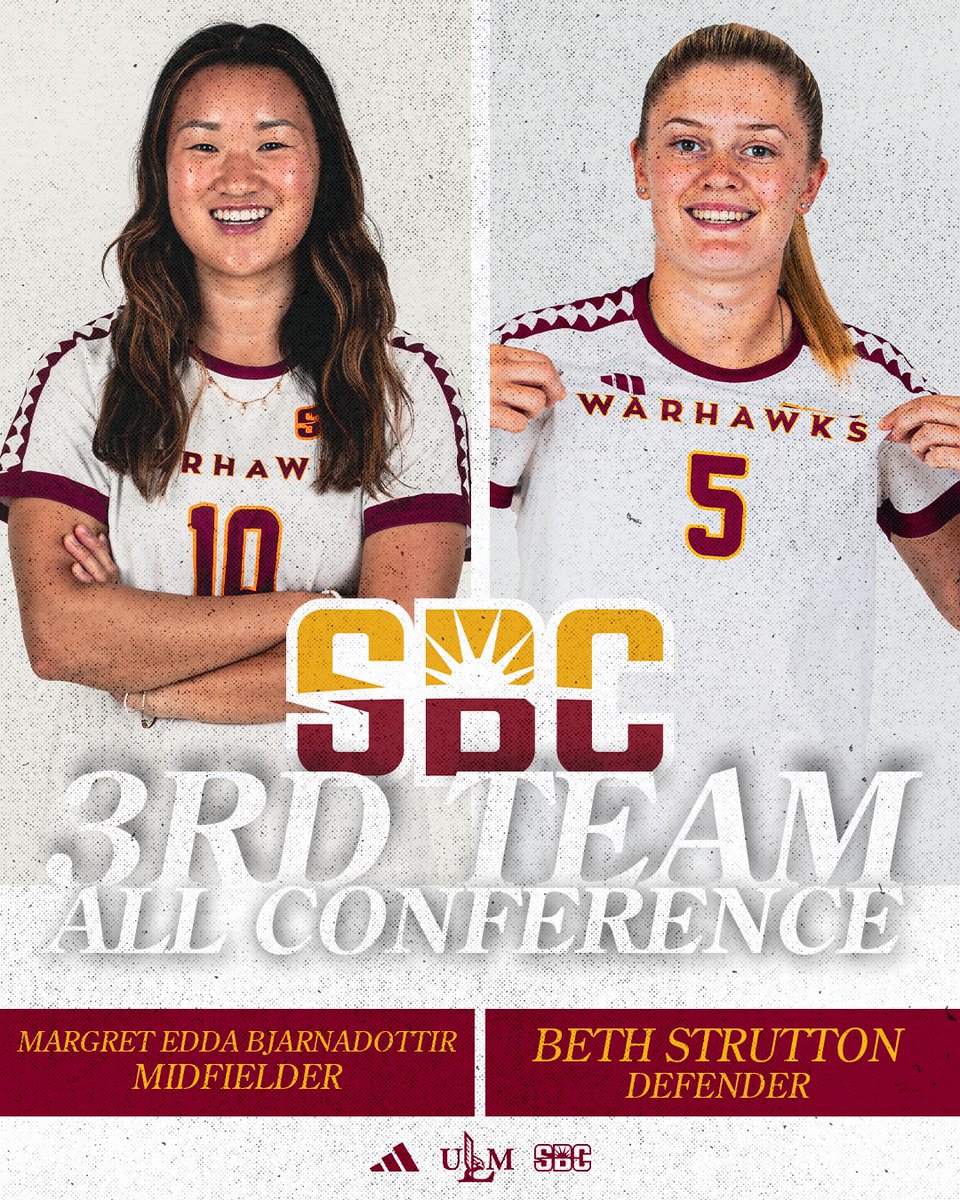 ULM_Soccer's tweet image. ⭐️𝘼𝙇𝙇-𝙎𝙐𝙉 𝘽𝙀𝙇𝙏 𝙏𝙃𝙄𝙍𝘿 𝙏𝙀𝘼𝙈⭐️

Congrats, @BethStrutton and Margret!

🗞️: bit.ly/4oJU5hb
