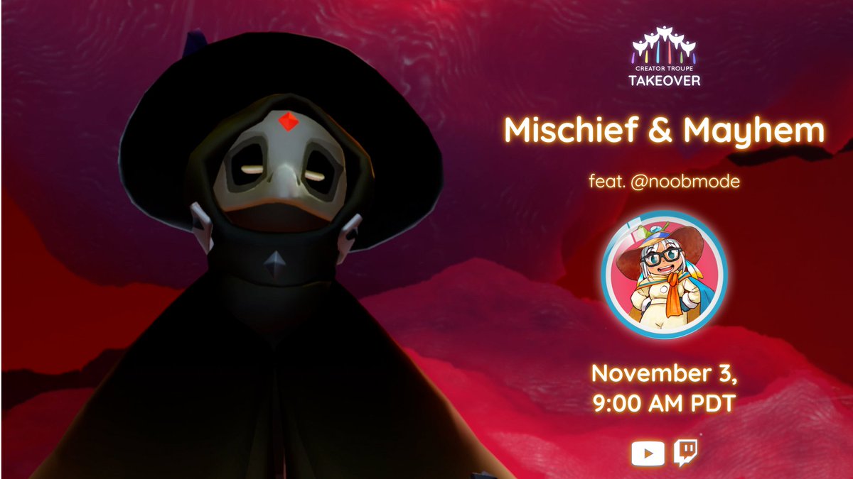 thatskygame's tweet image. Adventure through Days of Mischief with Noobie! 🕷️ Join us as we explore mini games, solve puzzles, and enjoy the spooky vibes of the Cackling Crab 🎃 ✨

⏰ November 3rd @ 9:00 AM PDT

→YouTube: bit.ly/thatskygame_YT
→Twitch: bit.ly/thatskygame_Tw…