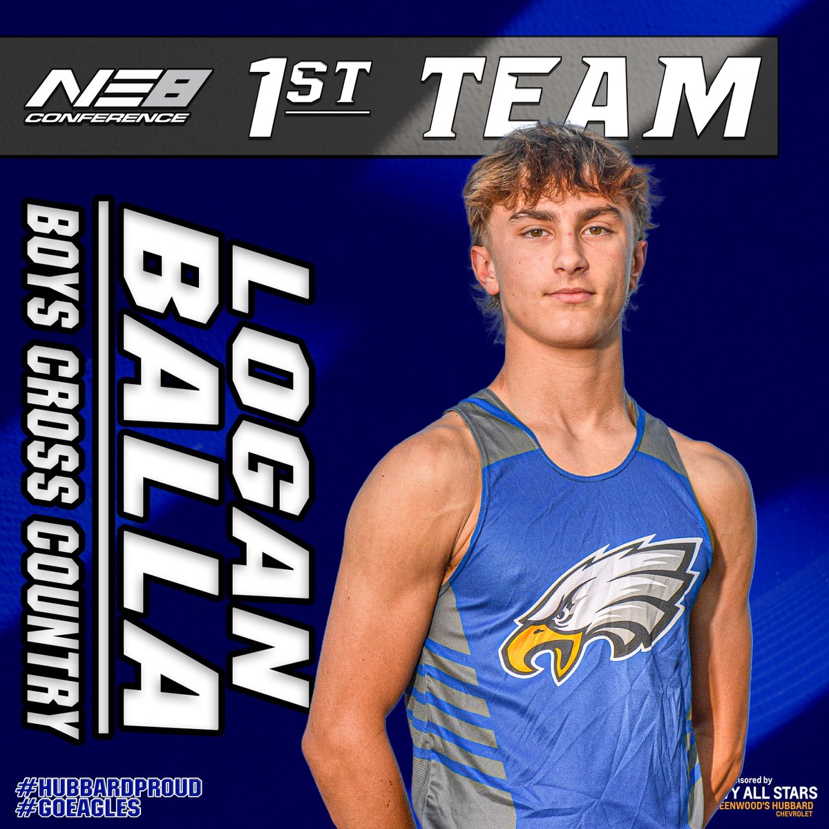 Eagles_HHS's tweet image. We&apos;re starting out with our record setting Boy&apos;s Cross Country Team, and their 7 overall selections headlined by Logan Balla making 1st Team All NE8.

#Hubbard Proud
#GoEagles

Thanks to Chevy All Stars and Greenwood&apos;s Hubbard Chevrolet for their sponsorship of our Social Media
