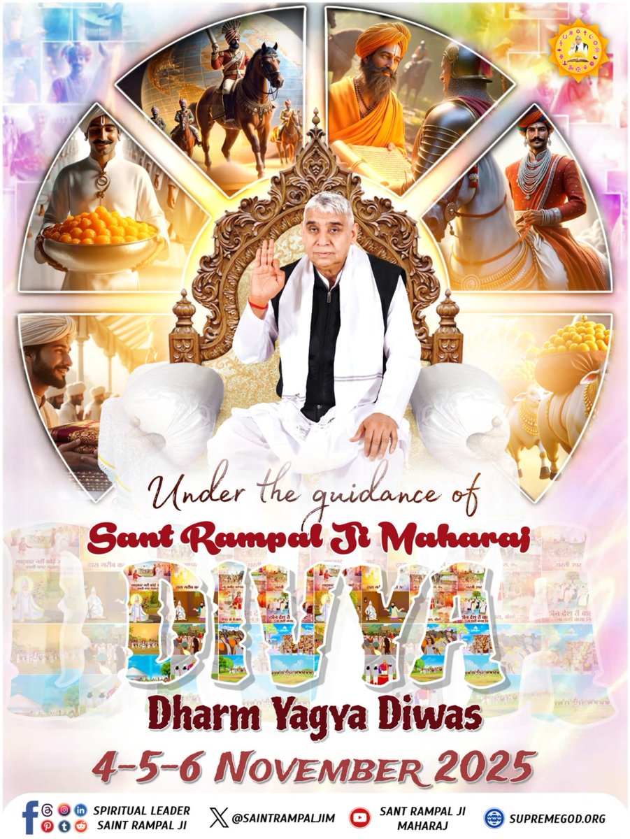 #आयाहै_आयाहै_केशोबंजारा
Under the guidance of Sant Rampal Ji Maharaj, Divya Dharm Yagya Diwas will be held on 4-5-6 November 2025 in all Satlok Ashrams.

2Days Left Divya Dharma Yagya