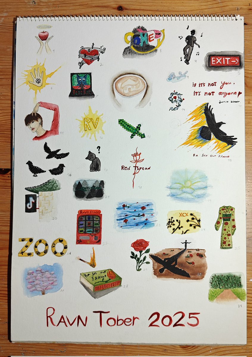 all my drawings together!!,🌹
I've loved participating in this fun challenge for another year and I'd like to thank the creator <a href="/Ravnersity/">RAVNersity 🌹</a> for all her work and support during the month 🥰
(And I loved seeing other roses enjoying this with me💞)🌹
#RAVN #ROSES #RAVNtober2025