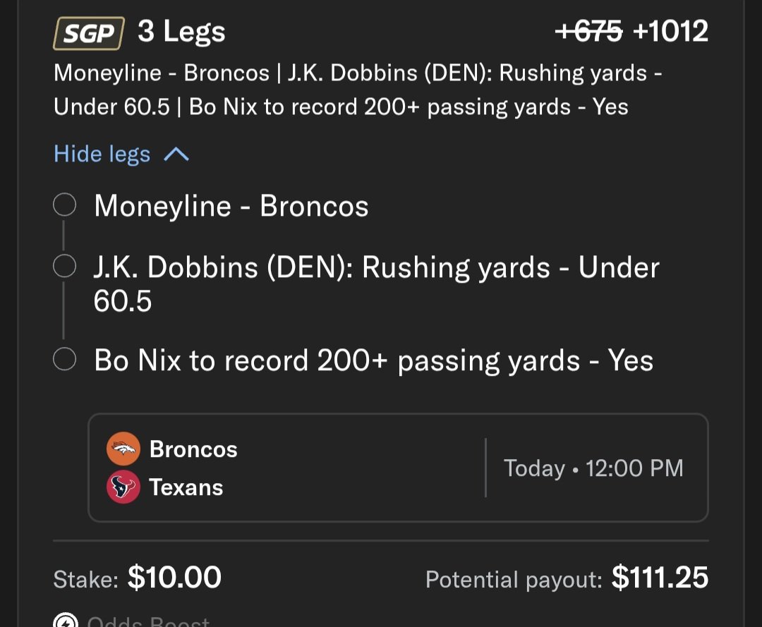 This one is a gamble...but being a Saints fan and watching the evolution of the team under Payton I feel strongly Denver goes into Houston and rips the win. The game script will be pass heavy as Houston is #1 vs the run. CMc and Derrick Henry both didn't come close to this line.
