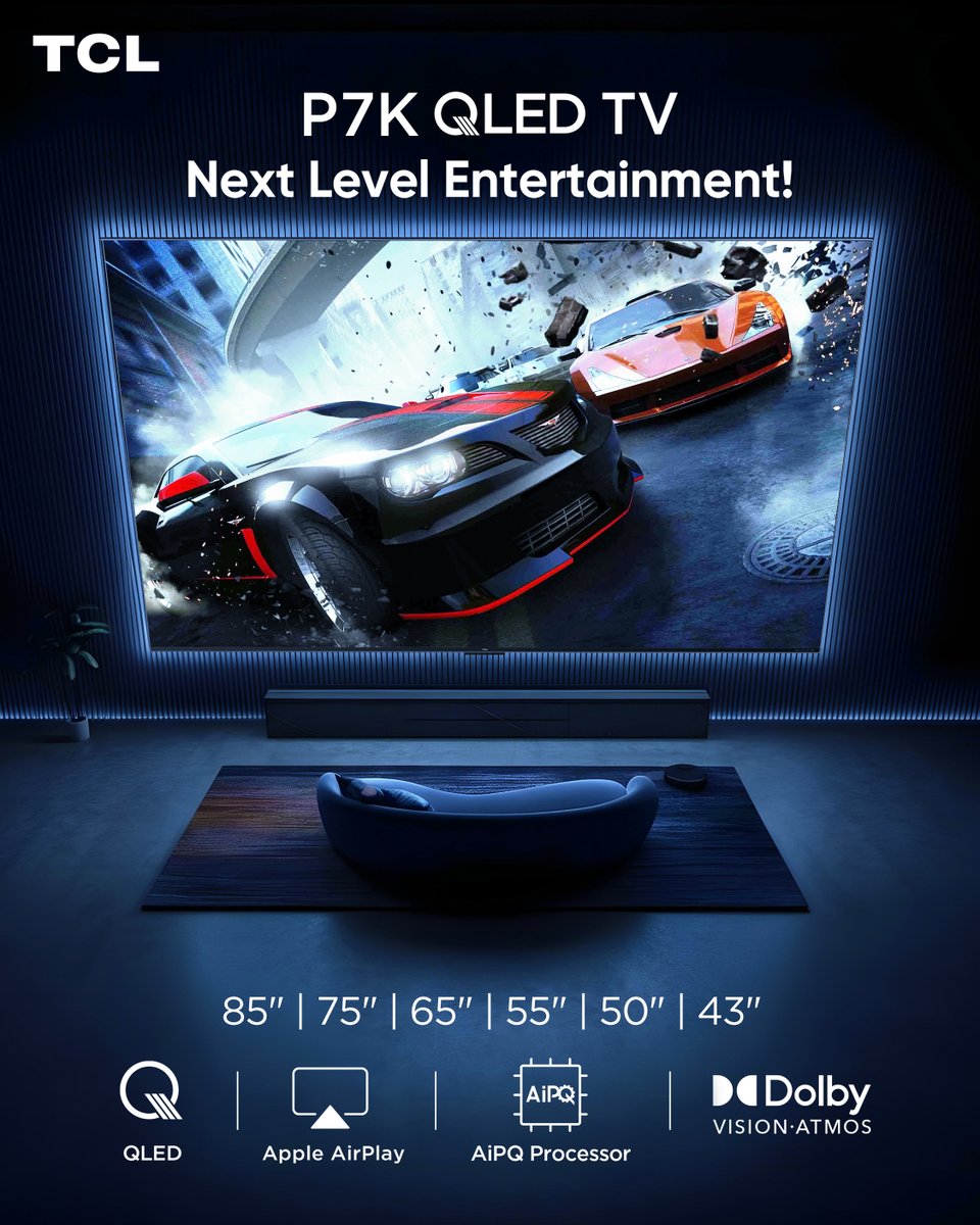 TCLPak's tweet image. With powerful features and sleek design, the TCL P7K makes upgrading your everyday entertainment easier than ever! 🎬

Learn more: bit.ly/4mD76Z8

#TCLP7K #SmartEntertainment #NextLevelTV #TCLDesign #PowerfulPerformance #HomeEntertainment #TCLExperience #SleekAndSmart