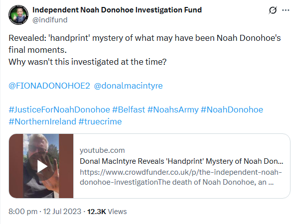 j_oconnor37's tweet photo. #JusticeForNoah 

The acute need to pinpoint location of death would have been obvious in Noah's case &amp; pathologist would normally in such case compare samples between lungs of deceased &amp; water body found in.

This not done in Noah's case?

Instead handprints used?

Unusual. https://t.co/Bjxu0eL3dA