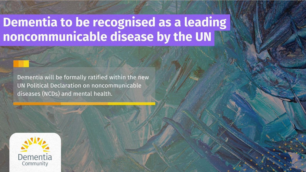 Alzheimer’s Disease International (ADI) has announced that dementia will, for the first time, be formally ratified within the new UN Political Declaration on noncommunicable diseases (NCDs) and mental health.

Read More: buff.ly/Et3ThTx

<a href="/AlzDisInt/">ADI</a>