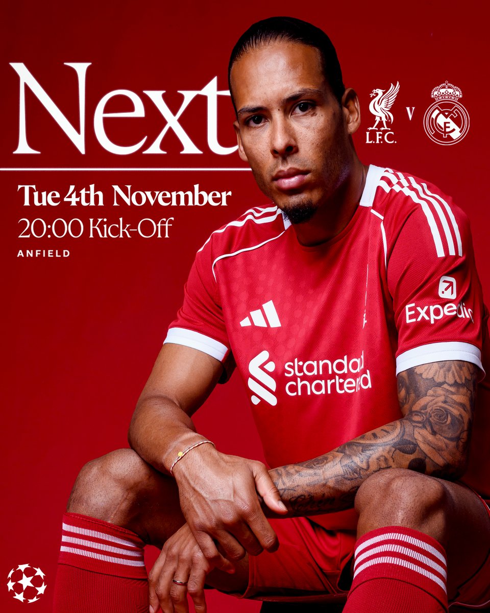 Returning to #UCL action as we face Real Madrid under the Anfield lights 👊🔴
