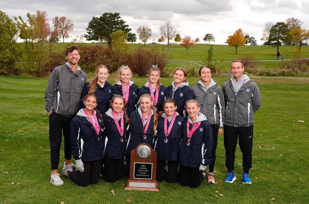 DMCAthletics's tweet photo. Congratulations to the girls cross country team for their team runner up finish in the 3A state XC meet. Elyse Erzen ‘28 medalist finishing 5th/18:28. https://t.co/uDX2yPyvrW