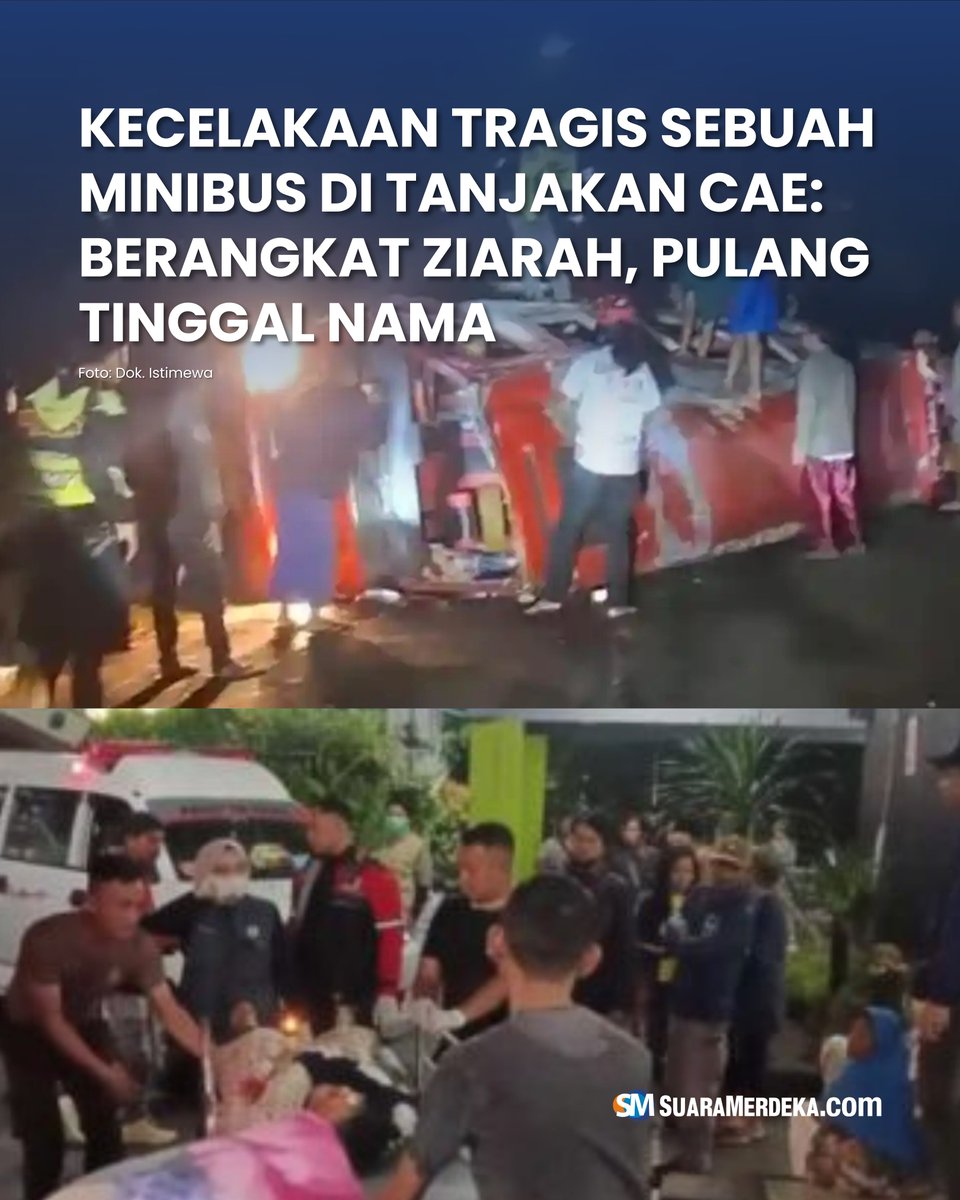 suaramerdeka's tweet image. Suasana duka menyelimuti keluarga korban kecelakaan Elf di Tanjakan Cae, Sumedang, Jawa Barat. Harapan pulang bersama rombongan peziarah asal Majalengka berubah menjadi kabar pilu.

#suaramerdeka #kecelakaan #minibus #tanjakancae #sumedang #peziarah