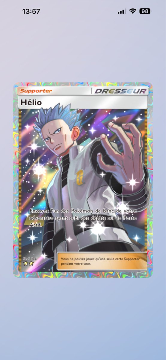 Zappysse's tweet photo. @PokeHub_PTCGP La carte que je veux le plus échanger sur PokeHub est Hélio Full Art ! https://t.co/oF8M58FjbE