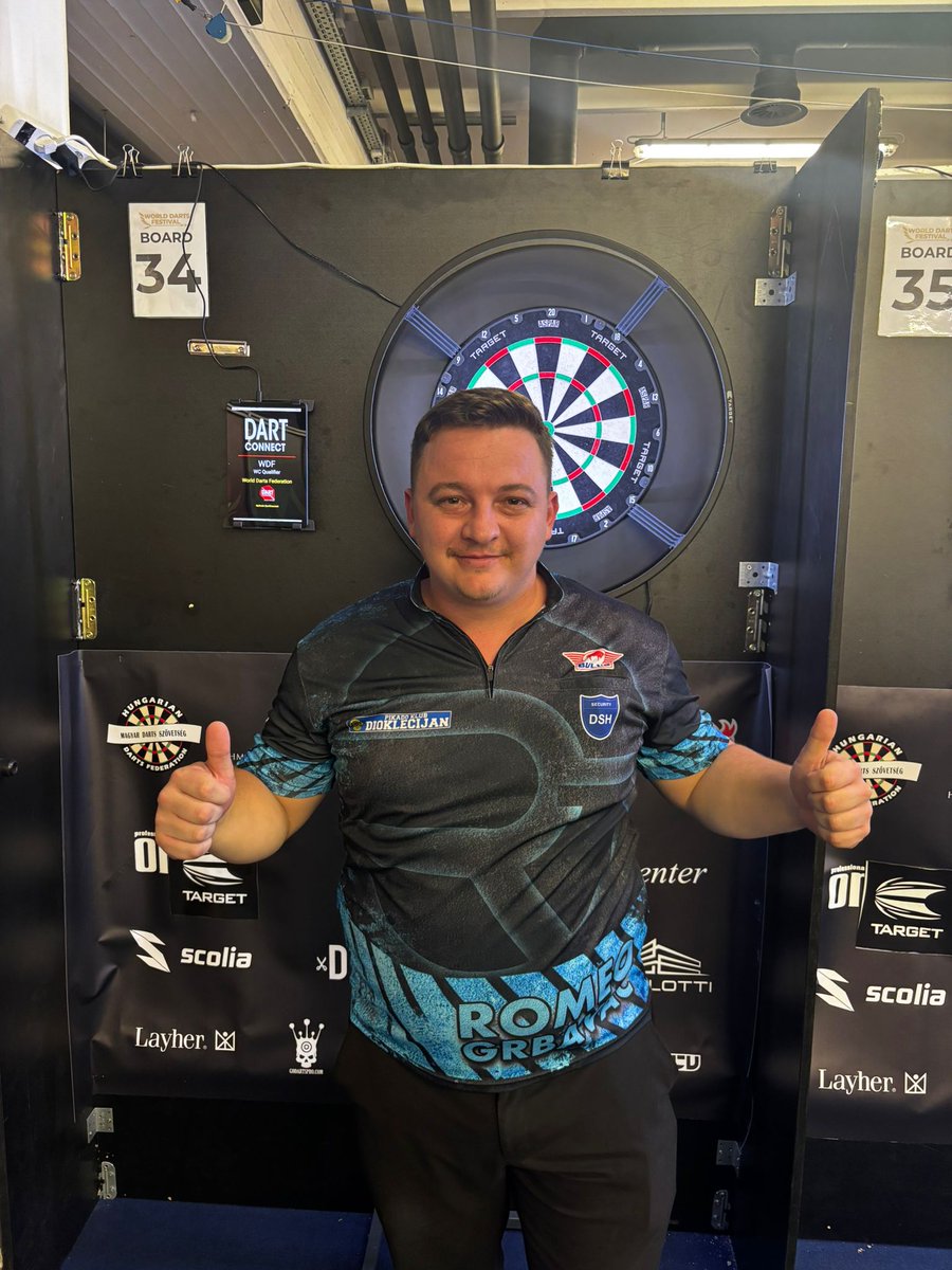 GRBAVAC IS GOING TO LAKESIDE! 

Croatia's Romeo Grbavac has booked a debut at the WDF Lakeside World Championships later this month after beating Rowby-John Rodriguez 6-3 in the Budapest qualifier!