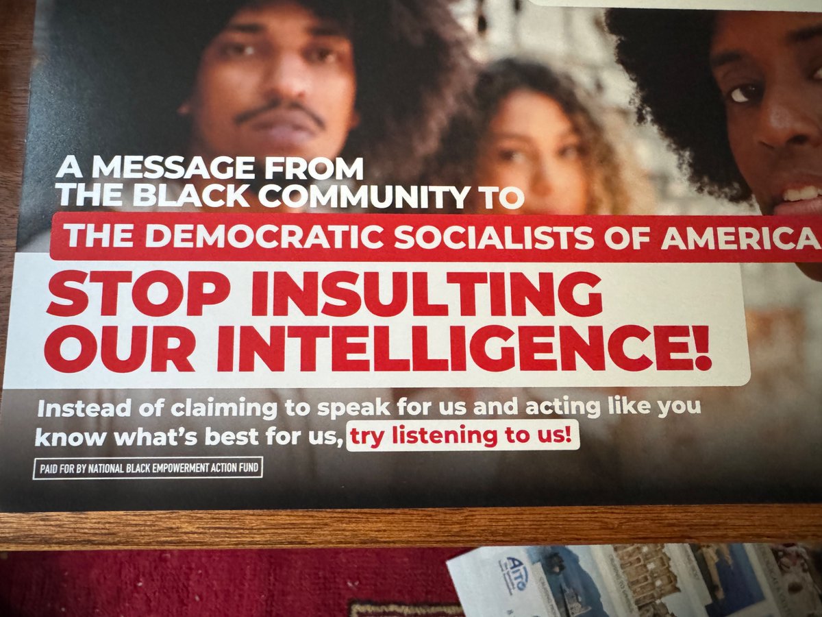 __seab's tweet image. yes, the guy behind these mailers used to be the head of black outreach for AIPAC, but the funny part is the typo (“the DSA wants polices”). The offensive part is seeming to credit DSA with the riots. Brother I wish!