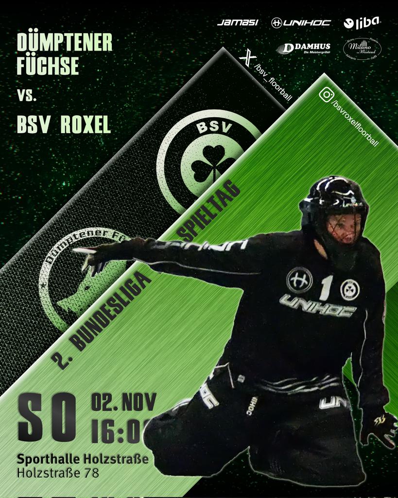 Gleich geht's los in unserem Derby gegen <a href="/duefue96/">Dümptener Füchse 96</a>. Letztes Jahr konnten wir die ersten Auswärtspunkte dort mitnehmen. Heute wieder? ☘️

#Floorball #2FBL #DPFROX #Muehlheim