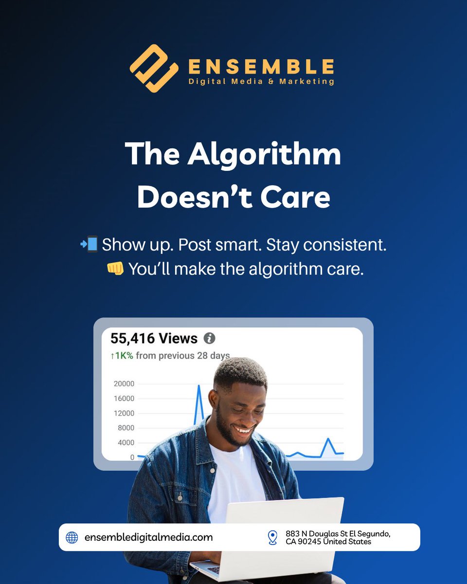 ensembledm's tweet image. 📢 Hot take: The algorithm doesn’t hate you. It just doesn’t care about you.

👇 Drop a “🔥” if you’re done letting the algorithm win.
Follow @ensembledigitalmedia for the real talk your marketing strategy needs.

#SocialMediaStrategy #ContentCreatorTips  #Algorithm