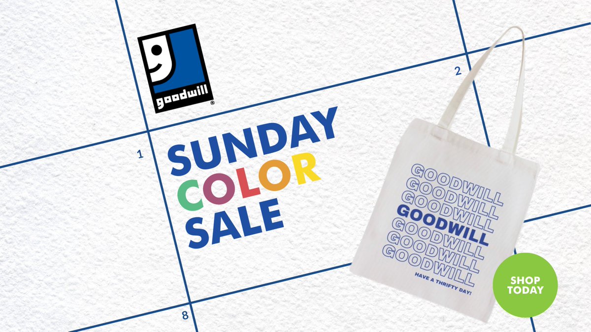 Don’t miss today’s deals! 
BLUE and GREEN tags = $3/$2 all day long.
See you at Goodwill!