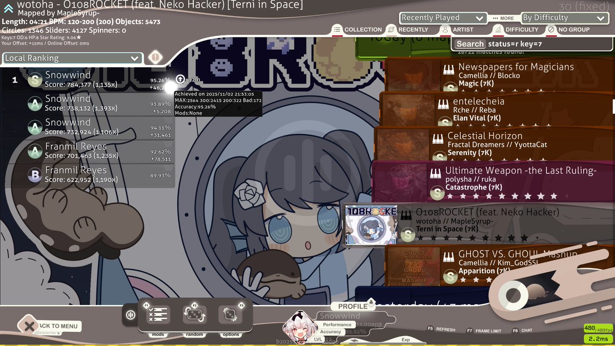 Snowwind_7's tweet image. ありえん調子良い　mania15000pp