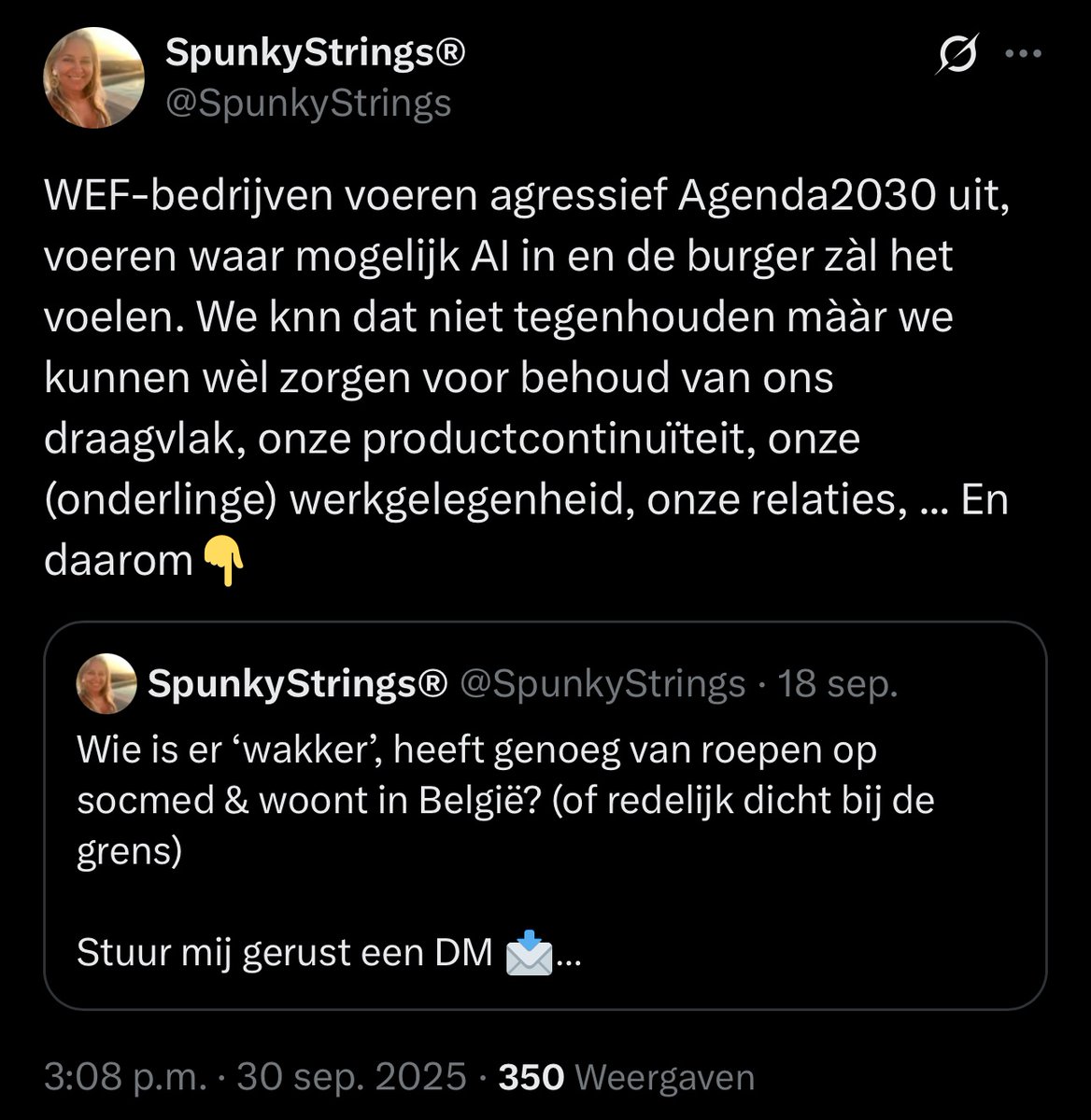 SpunkyStrings's tweet image. De meesten begrijpen de invulling van ‘her-focus’ niet. Het betekent ipv focussen op h controledomein v de ander, focussen op ons EIGEN controledomein en dáár actie nemen. Niet op socmed roepen wat we niet willen maar ons gedrag veranderen in de richting van hetgeen we wél willen