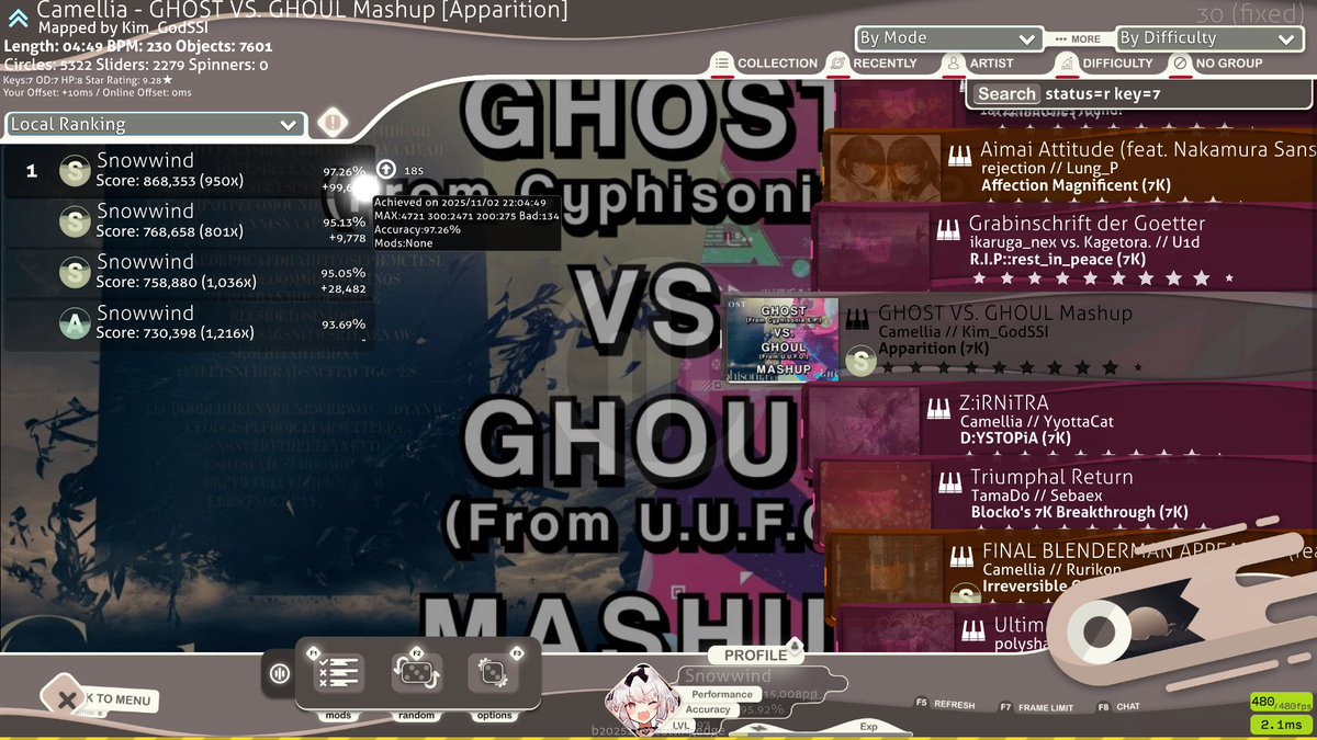 Snowwind_7's tweet image. ありえん調子良い　mania15000pp