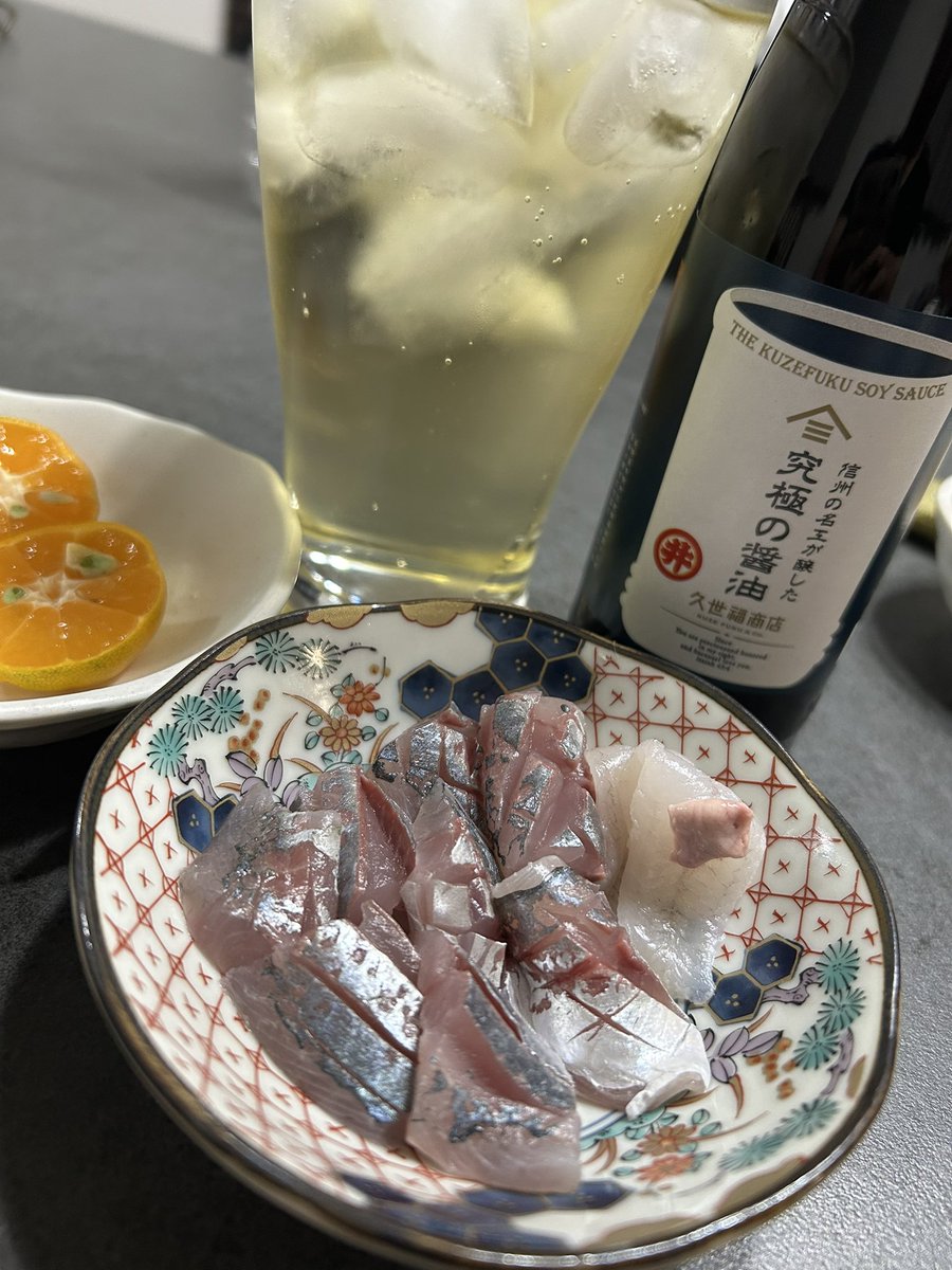 昨晩のアジとハイボール😋
