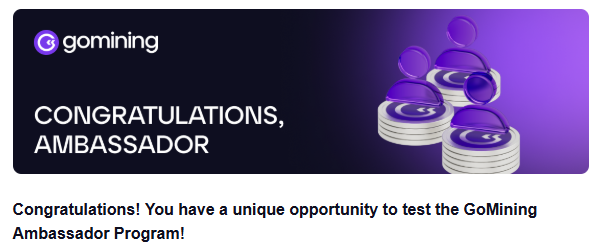 Finally ! 🎉

If you want to work with a real <a href="/gomining/"></a>  Ambassador, you can test the platform for free right now and earn BTC every day. 👇
gomining.com/?ref=FJYRTE0 🎁
#BTC #GoMining