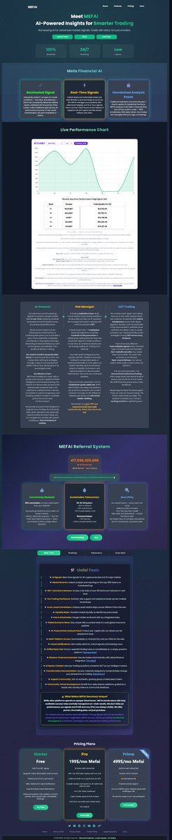 Codedhub_Studio's tweet image. Day 21 - @MetaFinancialAI Website Homepage Revamp - From flat to futuristic 

Redesigned @MetaFinancialAI
homepage to reflect true AI intelligence in trading.  

$MEFAI delivers real signals, real results, transparently

First Slide is MEFAI Homepage 

#AI #CryptoMarket #UIDesign
