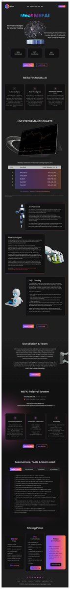 Codedhub_Studio's tweet image. Day 21 - @MetaFinancialAI Website Homepage Revamp - From flat to futuristic 

Redesigned @MetaFinancialAI
homepage to reflect true AI intelligence in trading.  

$MEFAI delivers real signals, real results, transparently

First Slide is MEFAI Homepage 

#AI #CryptoMarket #UIDesign