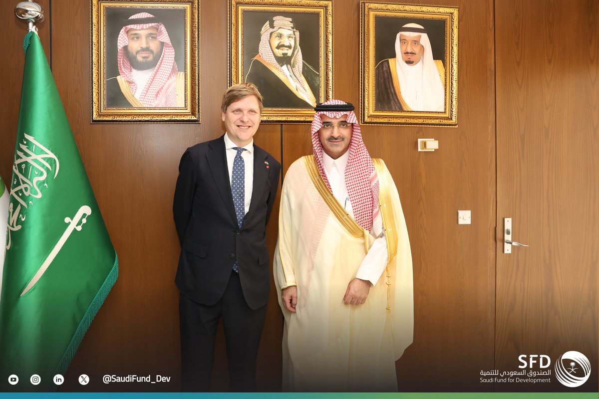 SaudiFund_Dev's tweet image. #Riyadh | #SFD CEO Mr. Sultan Al-Marshad welcomed today at the Fund’s headquarters the Minister of International Development of the Kingdom of Norway H.E. Mr. Åsmund Grøver Aukrust, and his accompanying delegation. During their meeting, avenues of development cooperation between…