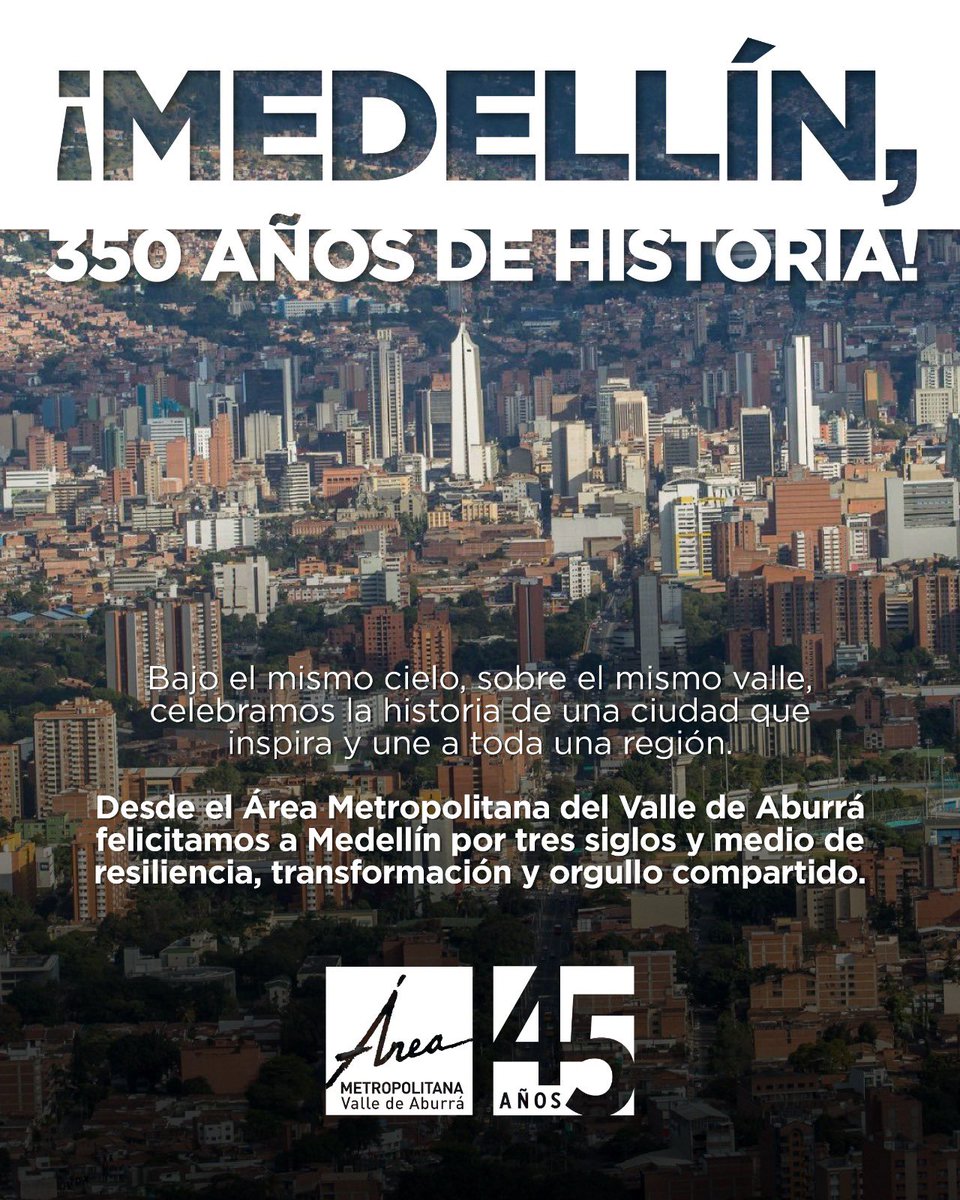 Medellín no solo celebra su aniversario: celebra el espíritu de toda una región que crece, sueña y se transforma bajo el mismo cielo, sobre el mismo valle. 

¡Felicidades, Medellín!