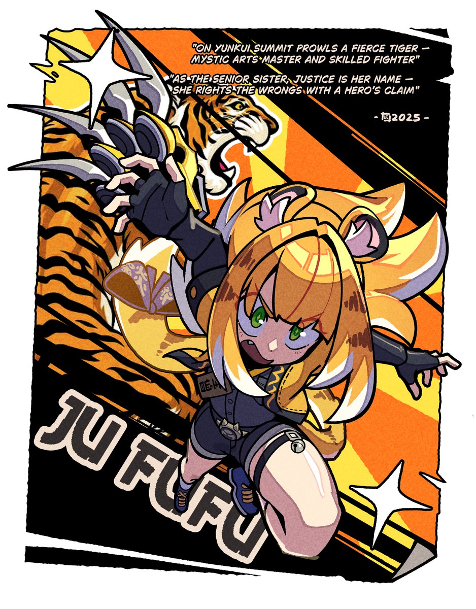 Ju Fufu when you call her cute little kitty:
(Disclaimer: I didn't draw the tiger in the back, I just took it from Google Image Search ^^")