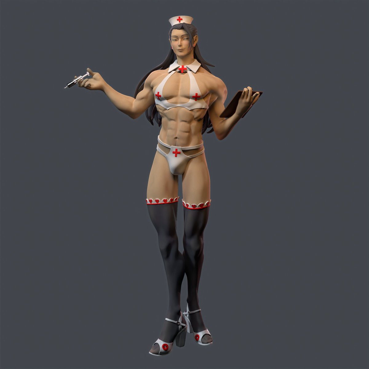 alice3dart's tweet image. For Geto Nurse fans, I&apos;m selling the STL files of my Geto figure, both the lingerie and nurse versions ;3 with two alternative faces 
They are printable
cults3d.com/en/3d-model/ar…