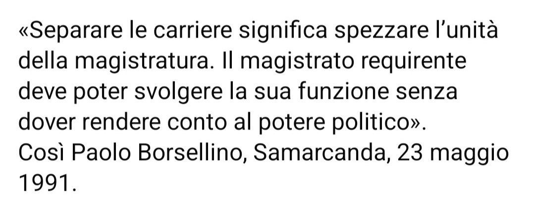 <a href="/FratellidItalia/">Fratelli d'Italia 🇮🇹</a> Le parole di Borsellino vanno contro quello che vuole <a href="/GiorgiaMeloni/">Giorgia Meloni</a>
Al referendum difendiamo il sacrificio di questo eroe e non facciamo vincere la mafia