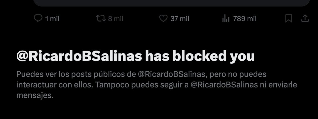 ¿Alguien sabe porque fui bloqueado por <a href="/RicardoBSalinas/">Don Ricardo Salinas Pliego</a>? Nunca le he faltado al respeto.