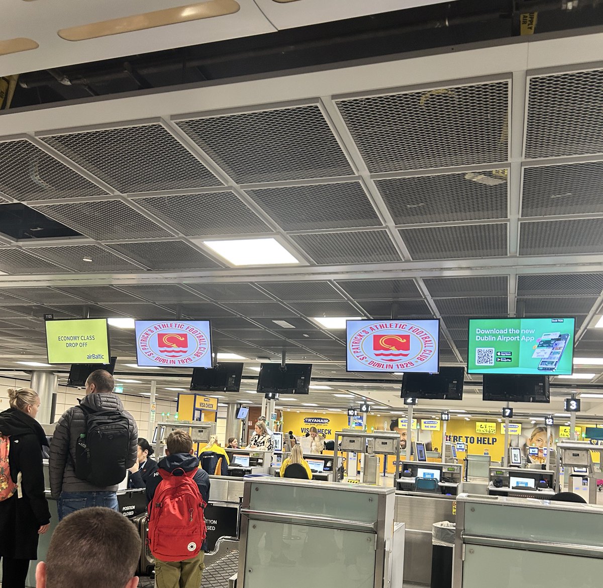 When Shels were heading to Skopje last week a Pats fan working at Dublin Airport thought it be gas craic to put their crest on screens at the check in desk.

That’s the closest Pats will get to Europe for the next 12 months, now that is funny 😎🇪🇺