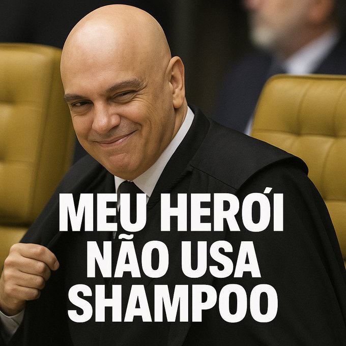 Bolsonaro parece que foi Cagado, mas Alexandre de Moraes, o herói da democracia que enfiou 27 anos de cadeia no lombo do Golpista, não precisa de Shampoo, ele é bonito e corajoso de qualquer jeito. 👏   

E aí pessoal, você acham Moraes Bonito e Corajoso, SIM ou NÃO ???   🤔   👇