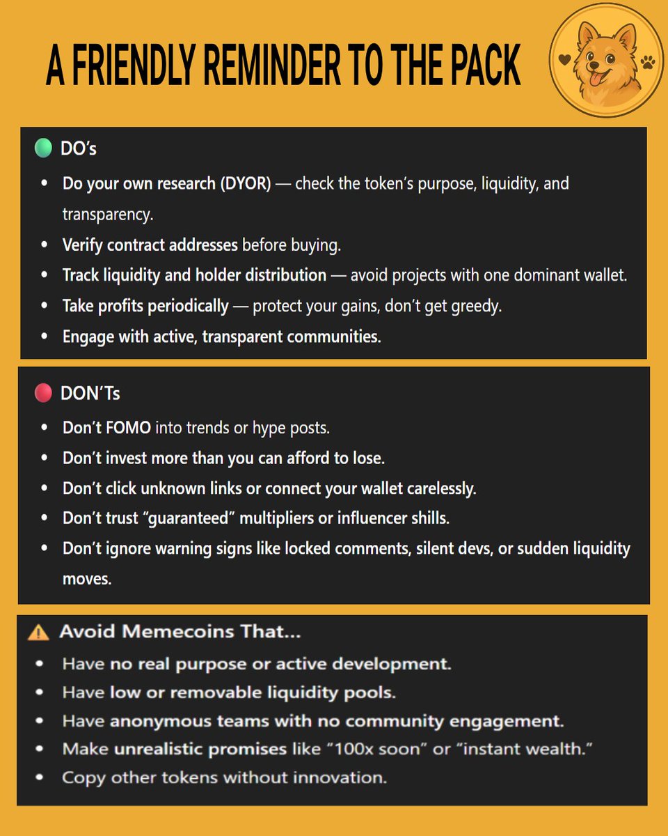 Kobecoin_X0214's tweet photo. ๐พ A Friendly Reminder to the Pack:
Invest smart. Stay alert. Protect your gains. ๐
Not every memecoin deserves your trust โ do your research, watch liquidity, and avoid the hype traps.
We rise together by moving wisely. ๐๐
#KOBECOIN #CryptoSafety #MemecoinTips #DYOR https://t.co/sWqKMonrOT