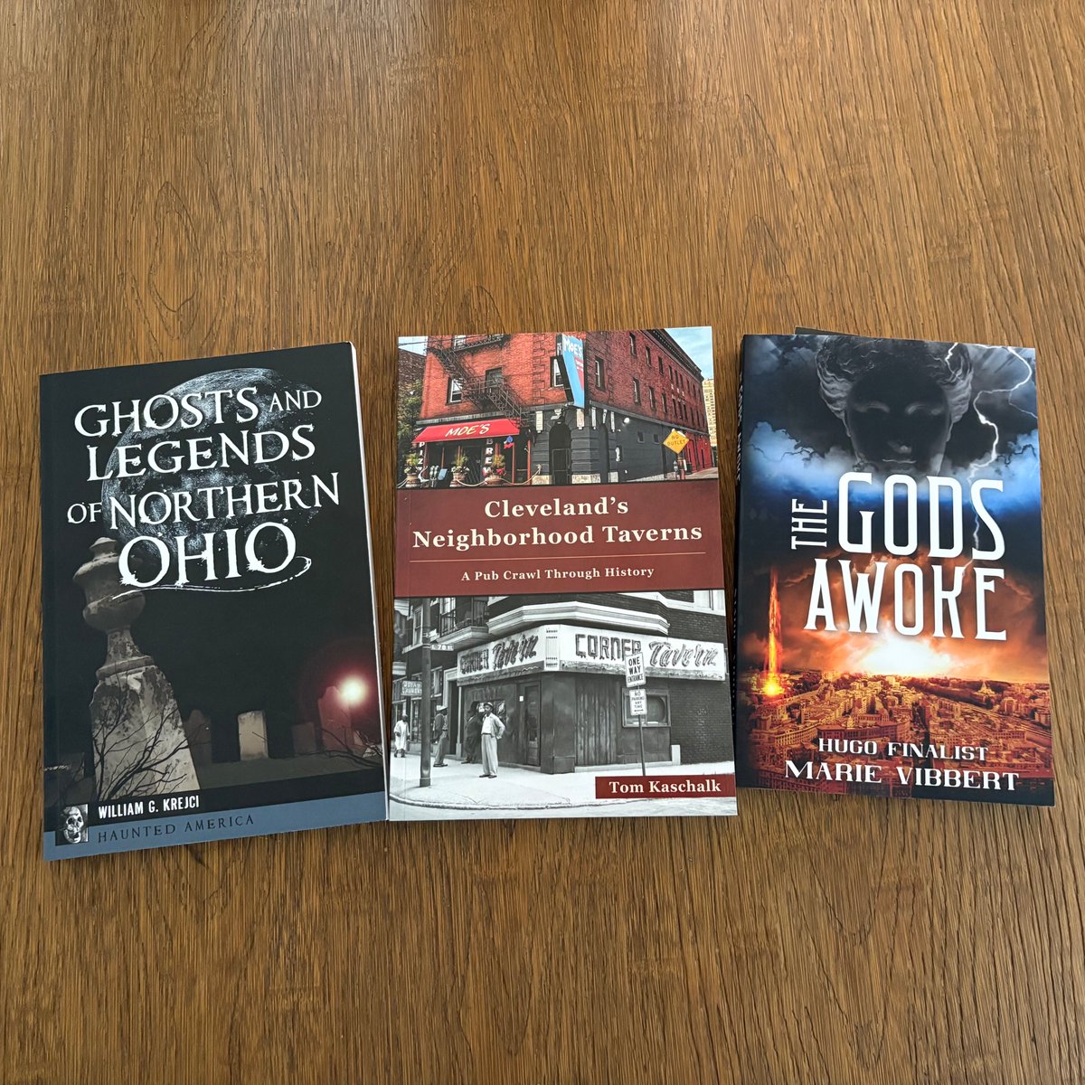 I've returned with honor from <a href="/BuckeyeBookFair/">Buckeye Book Fair</a> boasting some great fall reads: William G. Krejci’s "Ghosts and Legends of Northern Ohio," Tom Kaschalk’s "Cleveland’s Neighborhood Taverns," &amp; Marie Vibbert’s "The Gods Awoke." Was great meeting each of these talented #CLE authors!