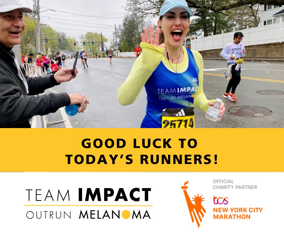 IMPACTMelanoma's tweet image. Running the TCS NYC Marathon on 11/2? 🏃‍♂️🏃‍♀️ Whether with #TeamIMPACT or solo, we’re cheering for you! Wishing all runners a safe, strong, and fun race day. 💪 

#NYCMarathon #RunnersLife #TeamIMPACT #IMPACTMelanoma