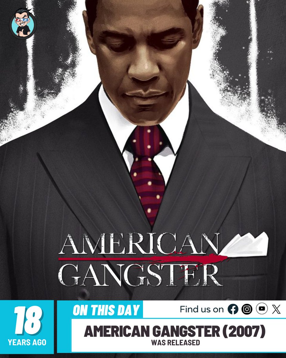 18 years ago today, American Gangster (2007) was released! 🎥 # AmericanGangster #DenzelWashington #RussellCrowe #RidleyScott, image size:960x1200
