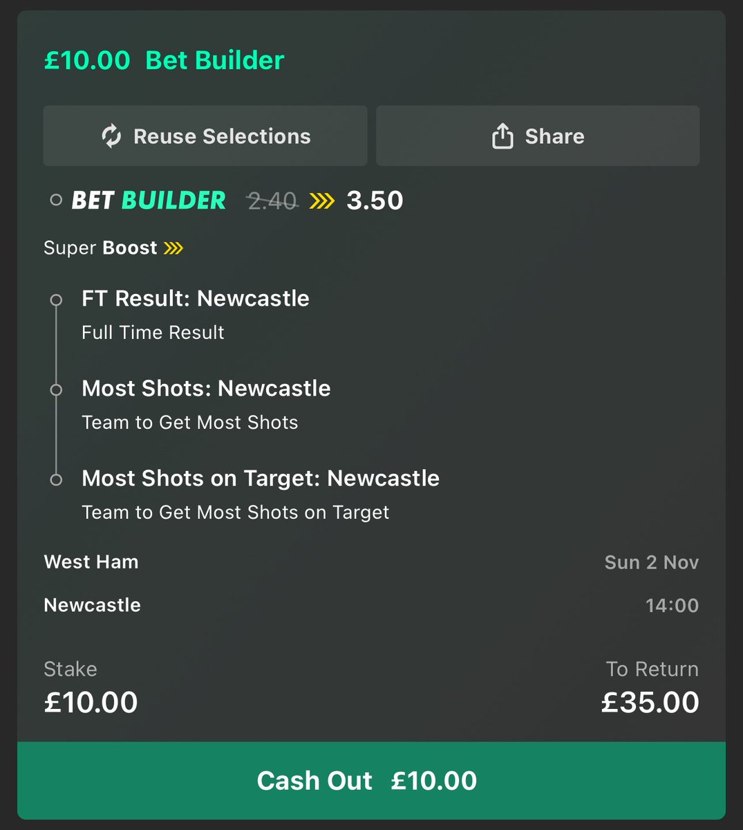 BarneyBets's tweet image. 🤑 CASH GIVEAWAY 

I’m backing the bet365 super boost on West Ham vs Newcastle in premier league today. 

If Newcastle win, have the most shots AND most SOTs I’m giving £35 CASH to someone who: 

LIKES ❤️ and REPOSTS ♻️ this post AND follows @BarneyBets